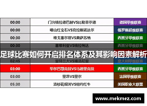 足球比赛如何开启排名体系及其影响因素解析